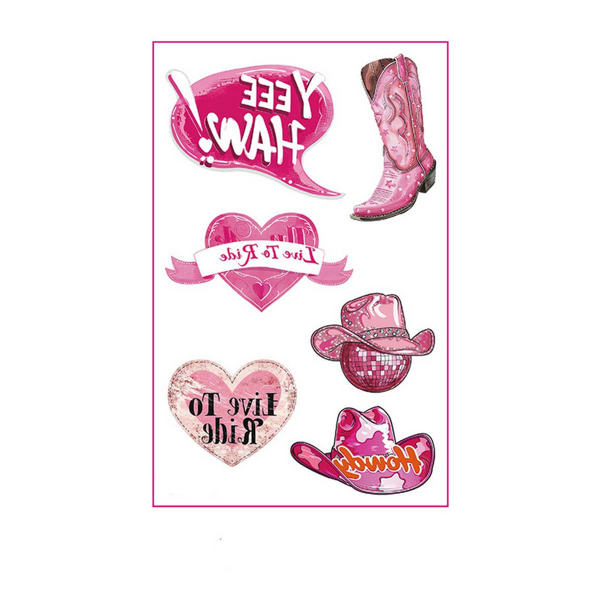 PINK COWBOY GIRL TATTOOS WATERPROOF BACHELORETTE_CWMM8383