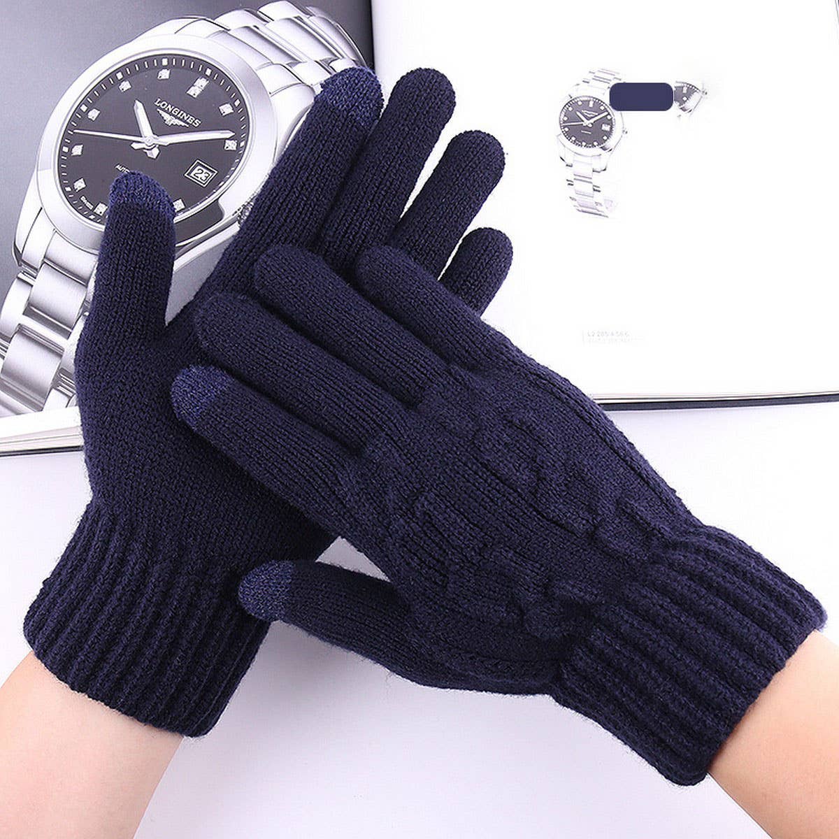 Winter Men'S Touch Screen Jacquard Knitted Gloves_Cwag0229