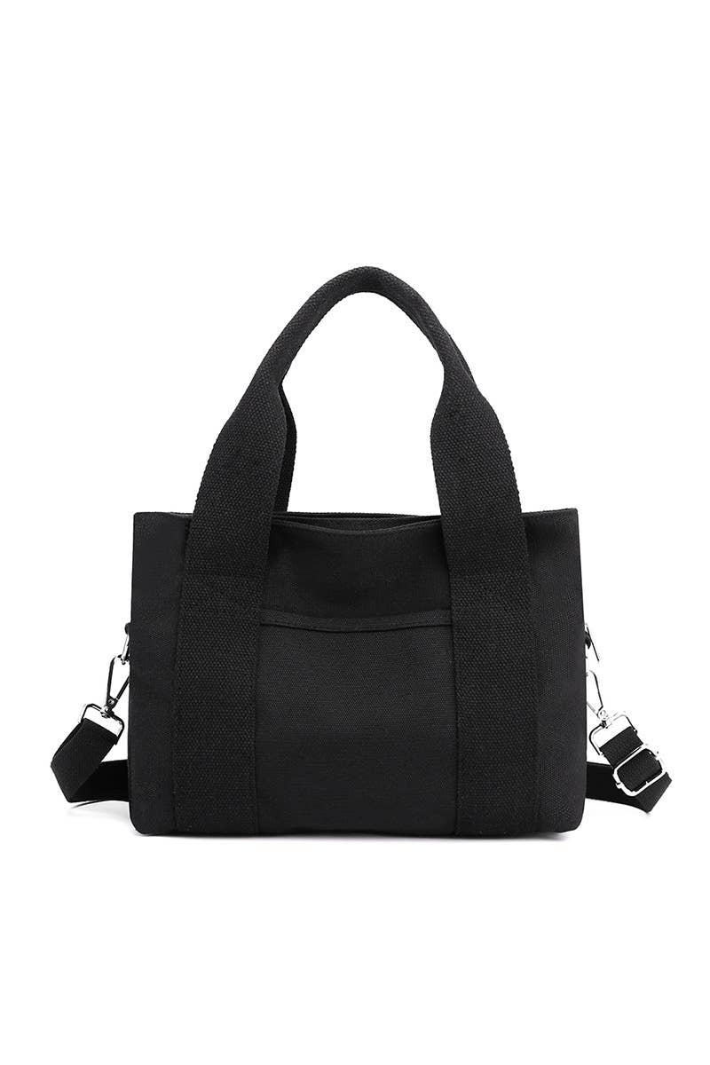 SIMPLE SQUARE HANDLE CANVAS CROSS BODY BAG_CUAB0105