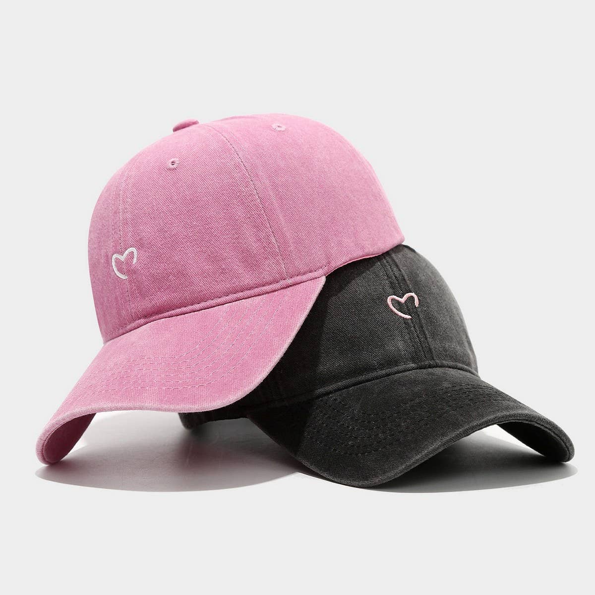 Vintage Washed Pink Heart Baseball Cap_Cwah04569