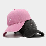 Vintage Washed Pink Heart Baseball Cap_Cwah04569