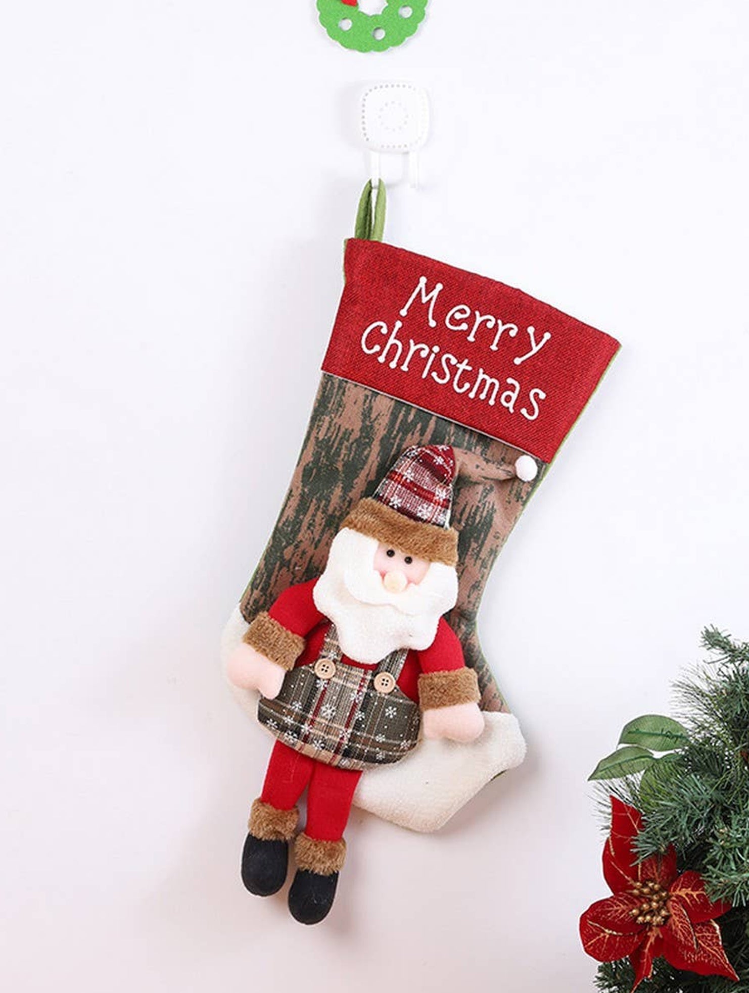 SEQUINED 3D SANTA CLAUS CHRISTMAS STOCKINGS_CWMS1424