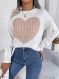 Twisted Heart Long-Sleeved Pullover Sweater