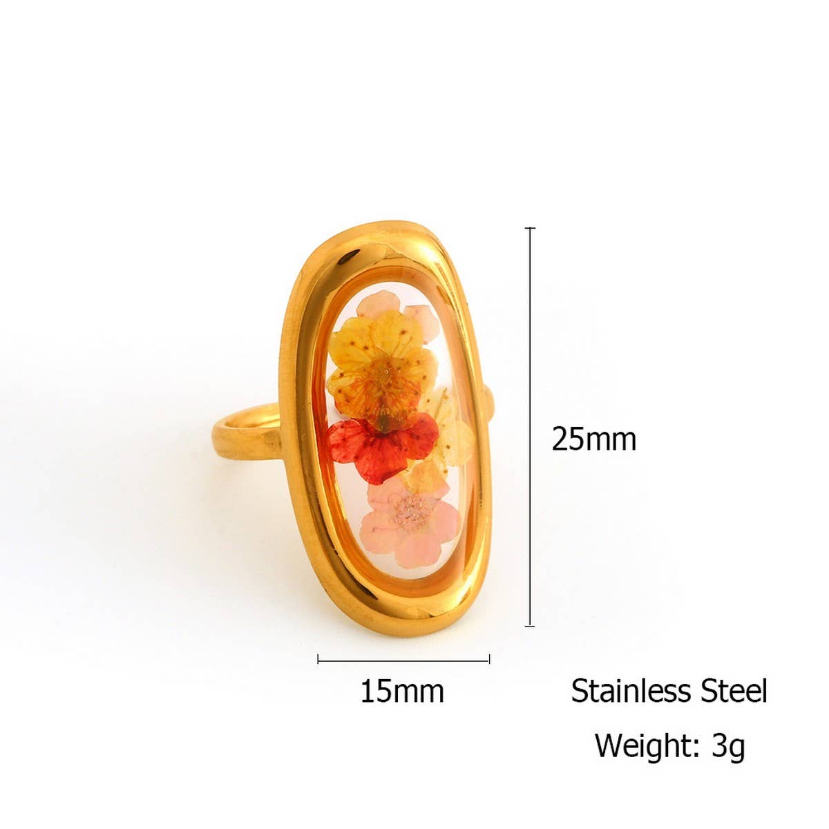 ADJUSTABLE OPEN RING WITH DRIED FLOWERS MULTI COLOR_CWMM8929