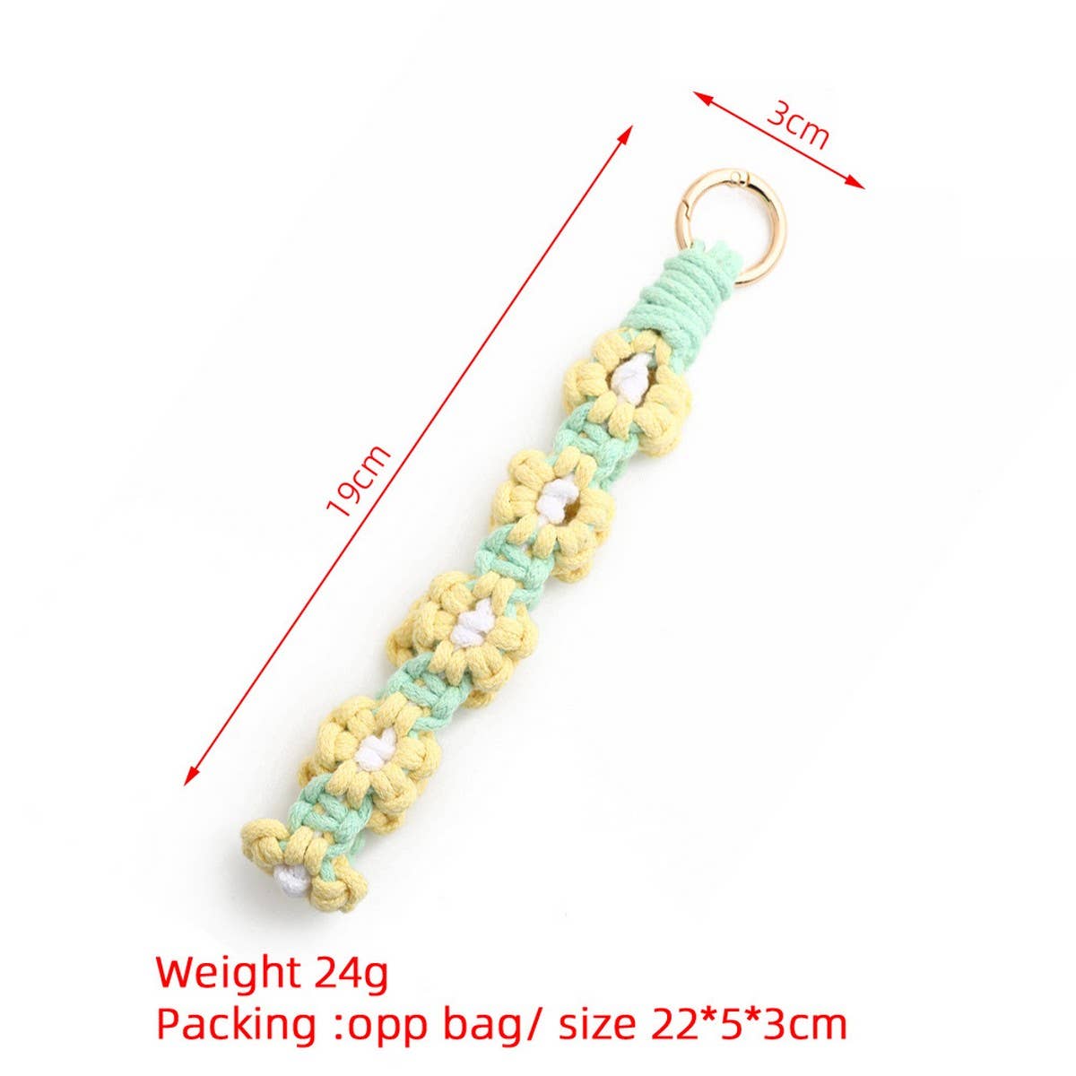 DAISY WRIST STRAP NORDIC WOVEN KEYCHAIN PENDANT_CWAB5023
