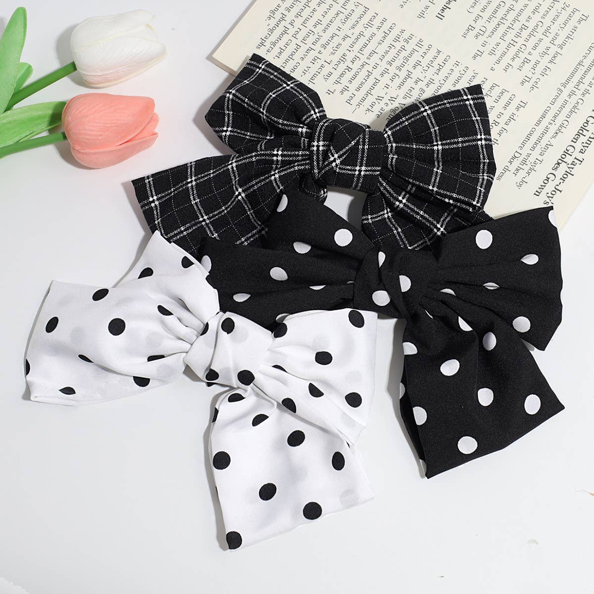 SIMPLE AND ELEGANT FLOWER DOT BOW CLIP_CWAHA2301