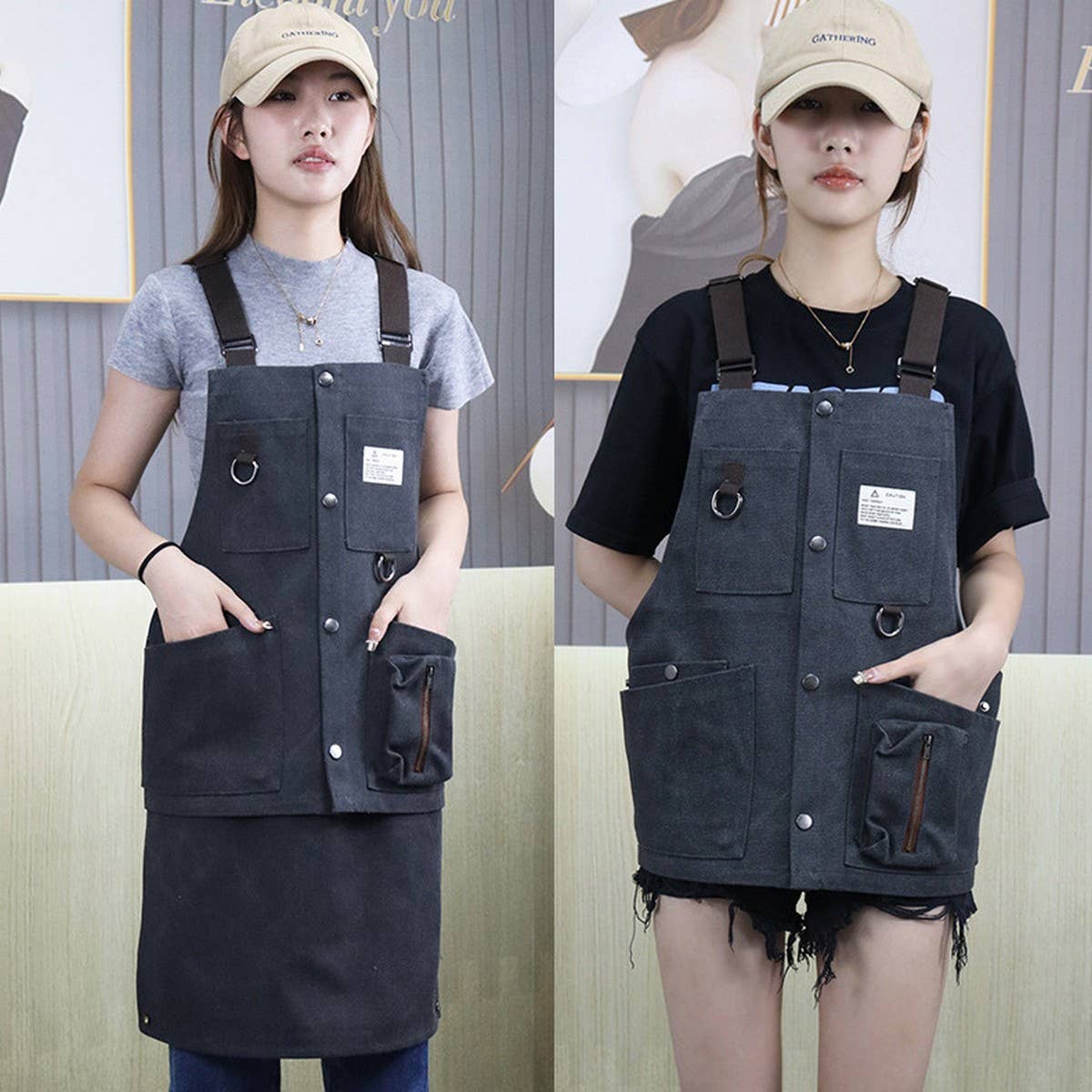 Cwmm1823_Thickened Canvas Multifunctional Pocket Work Apron