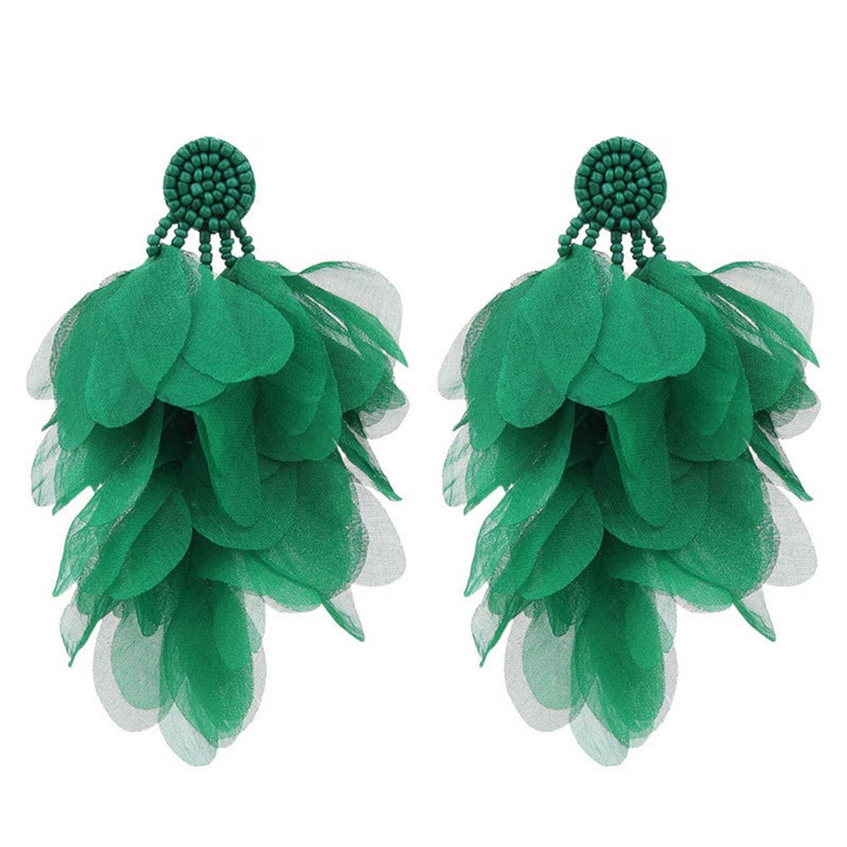 HANDMADE FABRIC TASSEL EARRINGS BOLD STATEMENT_CWMM6156