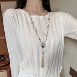 NICHE HIGH END TASSEL PEARL SWEATER NECKLACE_CWAJE3898