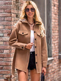 Solid-Color Lapel Single-Breasted Coat