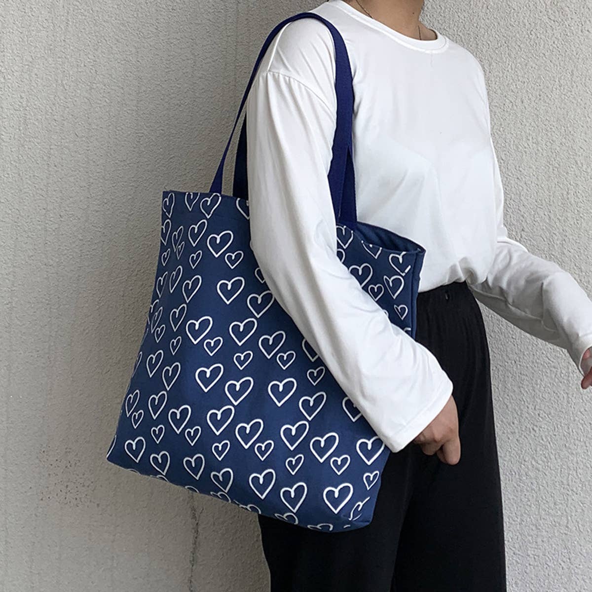 SIMPLE LOVE LAZY STYLE STUDENT CANVAS BAG_CWAB2152