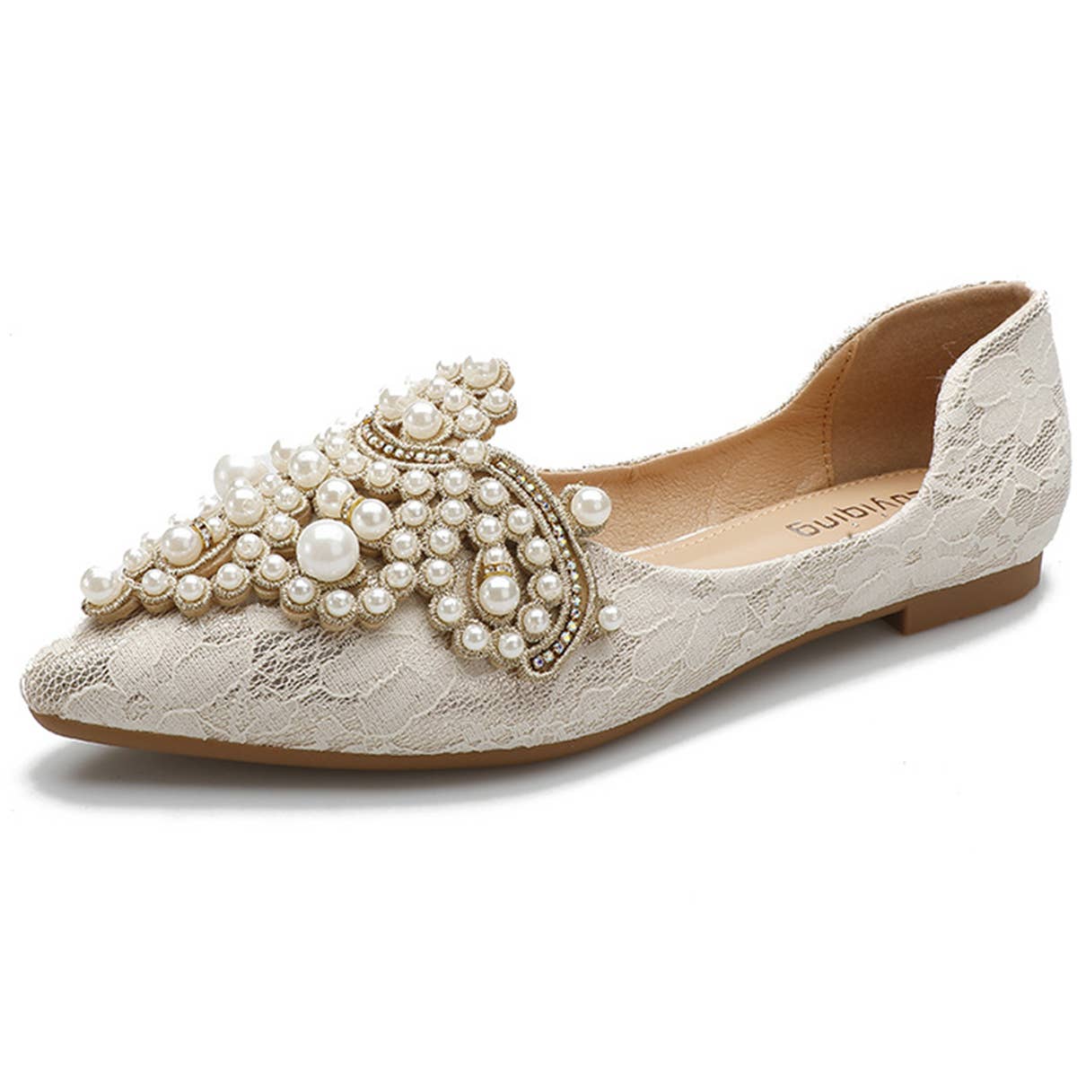 LACE PEARL BALLET FLATS FOR WOMEN BRIDAL STYLE_CWSHF0010