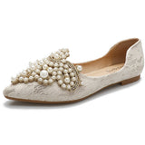 LACE PEARL BALLET FLATS FOR WOMEN BRIDAL STYLE_CWSHF0010
