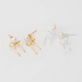 SWEET AND ELEGANT PEARL BOW EARRINGS_CWMM5510