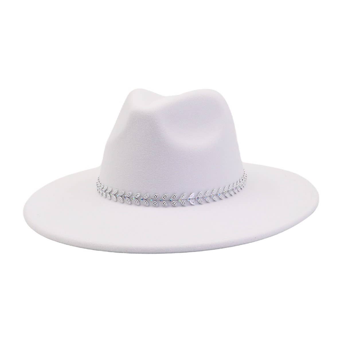 Unisex Wool Fedora Hat Ethnic Flat Brim Style_Cwah04387