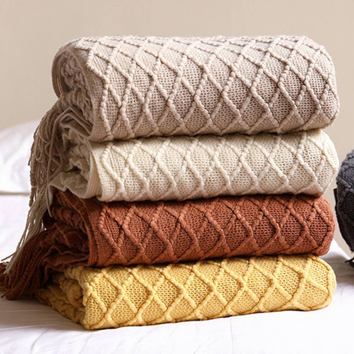 KNITTED SOLID COLOR SOFA BLANKET SHAWL BLANKET_CWMM0188