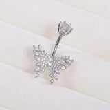 NEW CZ BUTTERFLY STAINLESS STEEL NAVEL RING_CWMM9373