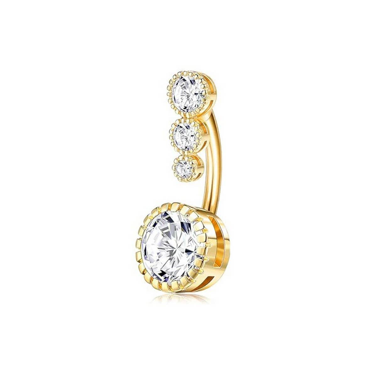 NEW ANGEL WINGS CZ BELLY RING WITH PRONG SETTING_CWMM9242