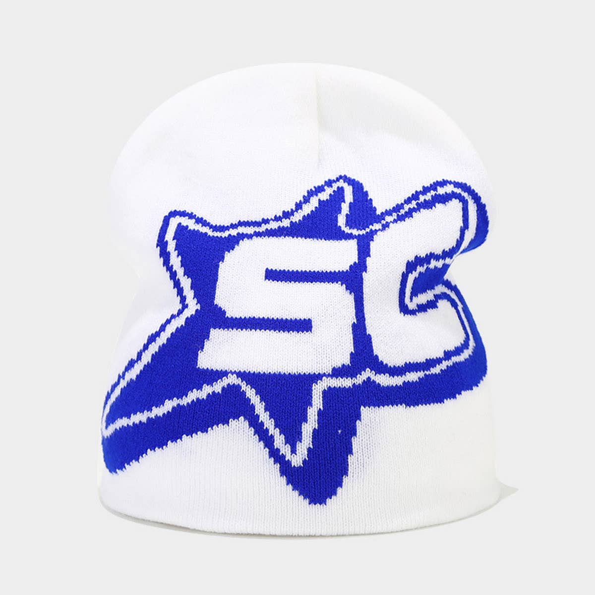 CASUAL LETTER STAR JACQUARD KNITTED HAT_CWAH1589