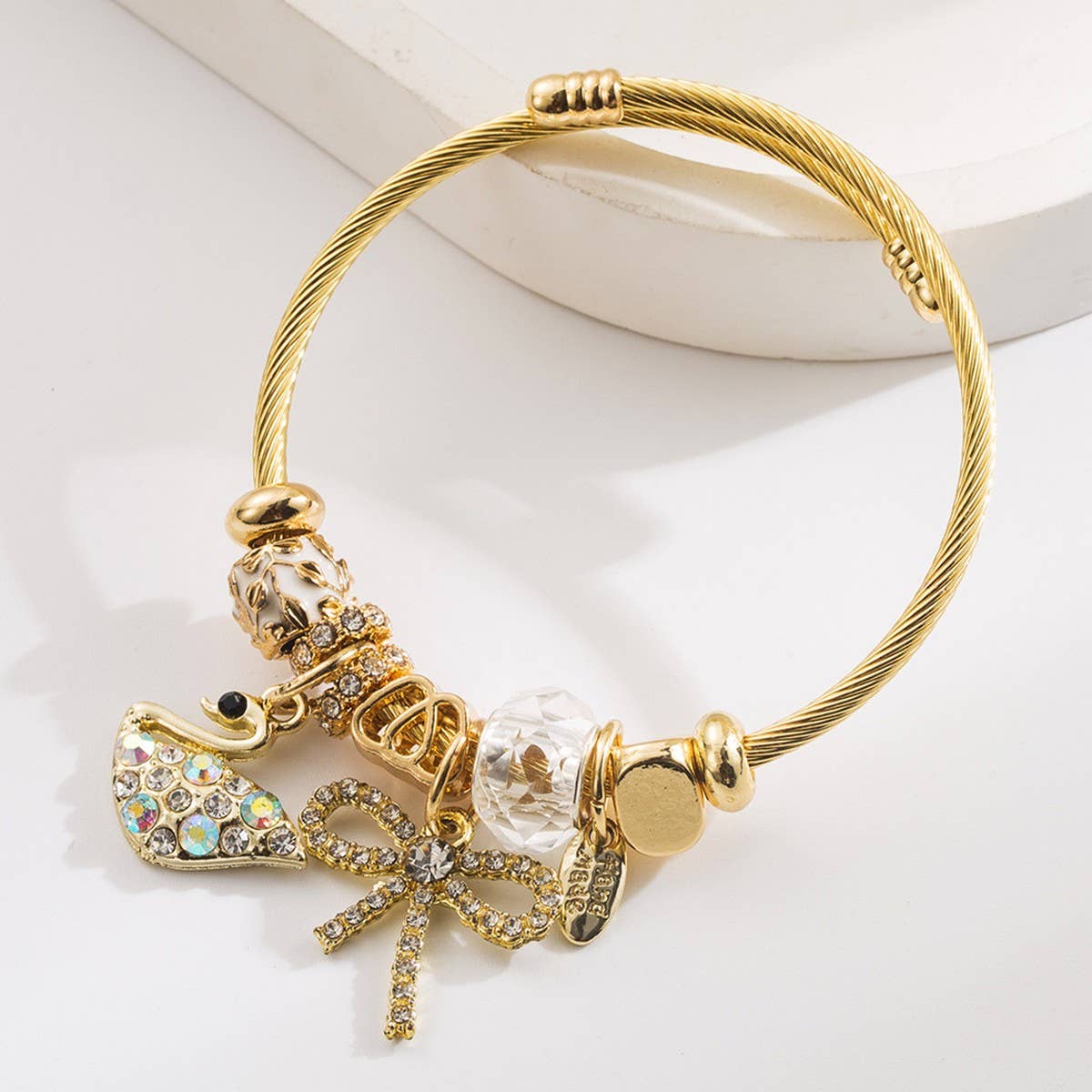 FAIRY STYLE SWAN BOW CHARM COUPLE BRACELET_CWMM8489