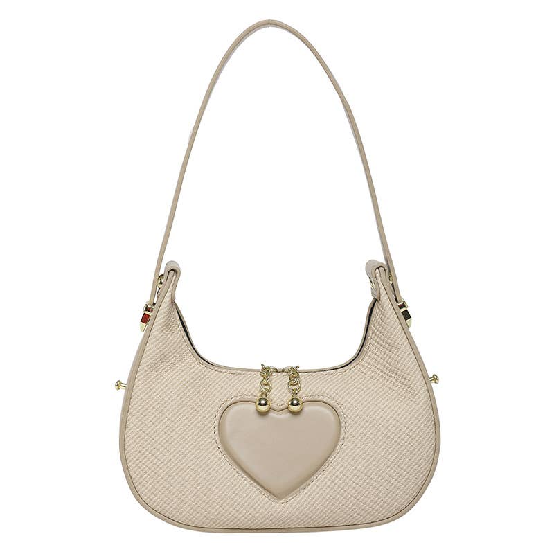 Solid-Color Simple Heart-Shaped Underarm Bag
