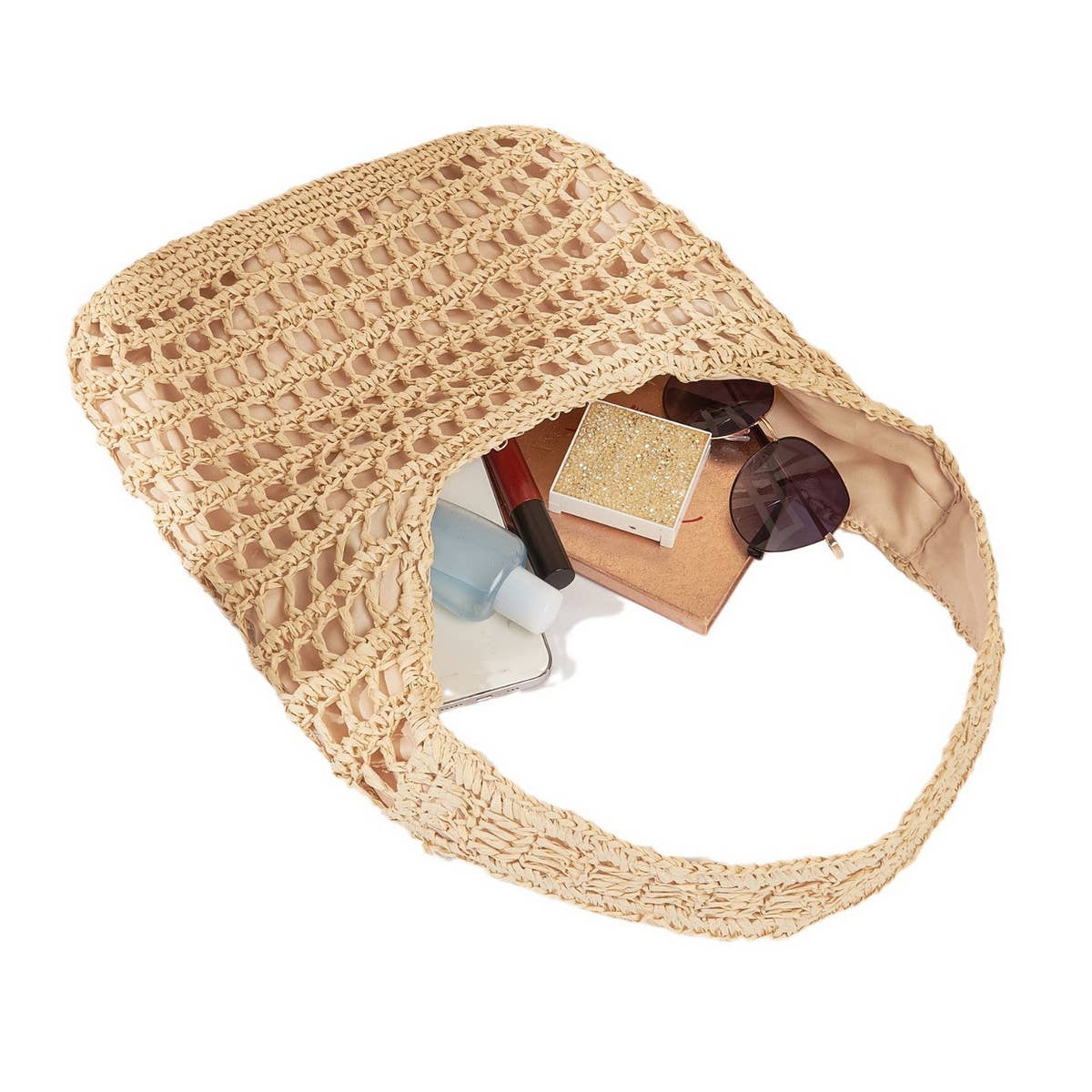 FASHIONABLE HOLLOW SOLID COLOR STRAW BAG_CWAB1981