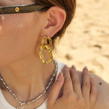 PERSONALITY DOUBLE RING INTERLOCKING EARRINGS_CWASC1641