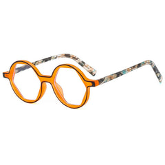 FLORAL ARM HEXAGON ROUND SUNGLASSES CUTE LOOK_CWASG1179