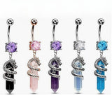 3D DRAGON CLAW NATURAL STONE BELLY BUTTON RING_CWMM9473