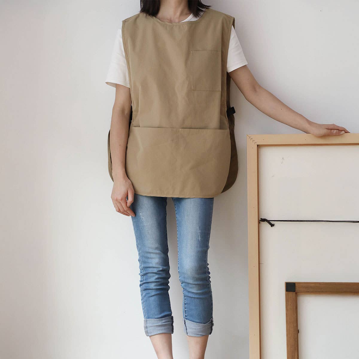 Waterproof Short Linen Aprons With Pockets_Cwmm3302