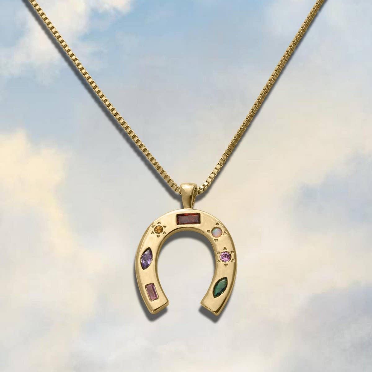 NEW STAINLESS STEEL U SHAPED ZIRCONIA NECKLACE_CWMM3824
