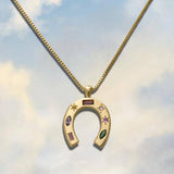 NEW STAINLESS STEEL U SHAPED ZIRCONIA NECKLACE_CWMM3824