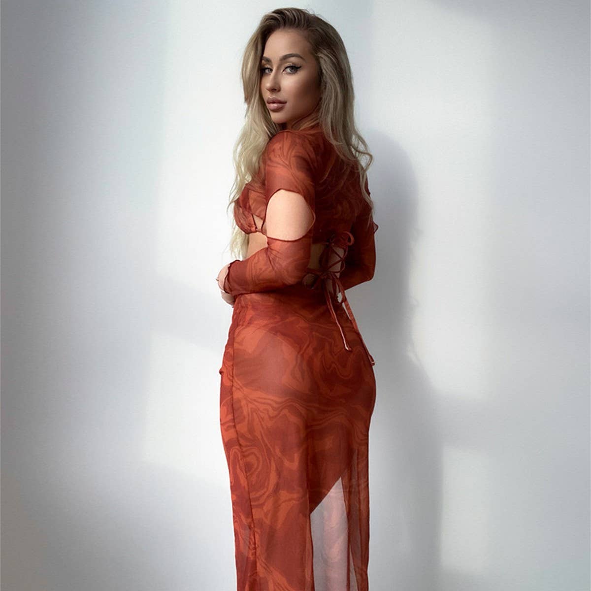 4PCS SET BIKINI LONG SLEEVE COVER UP SWIMWEAR_CWMW0916