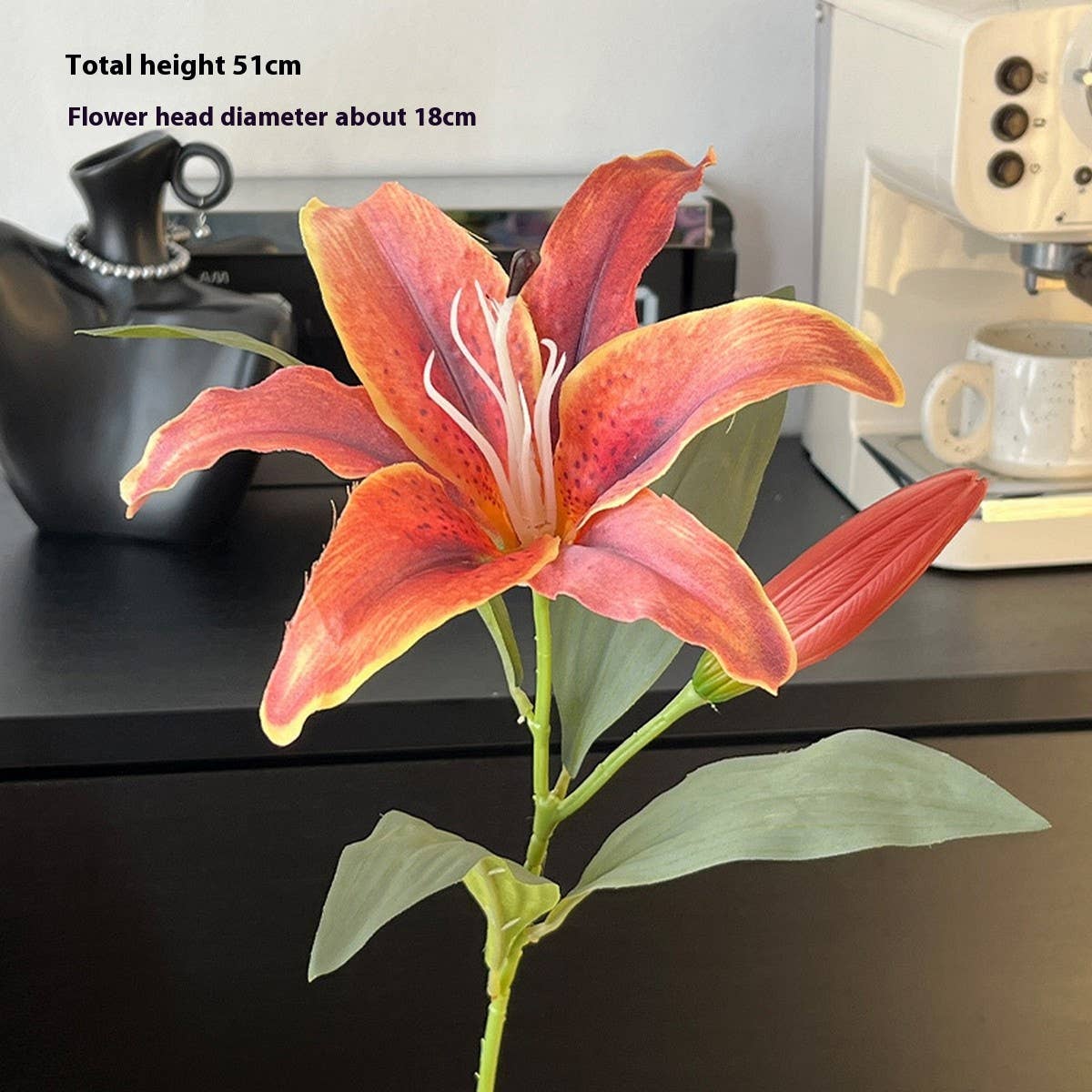 Vintage Autumn Artificial Lily With Bud And Bloom_Cwmm6504