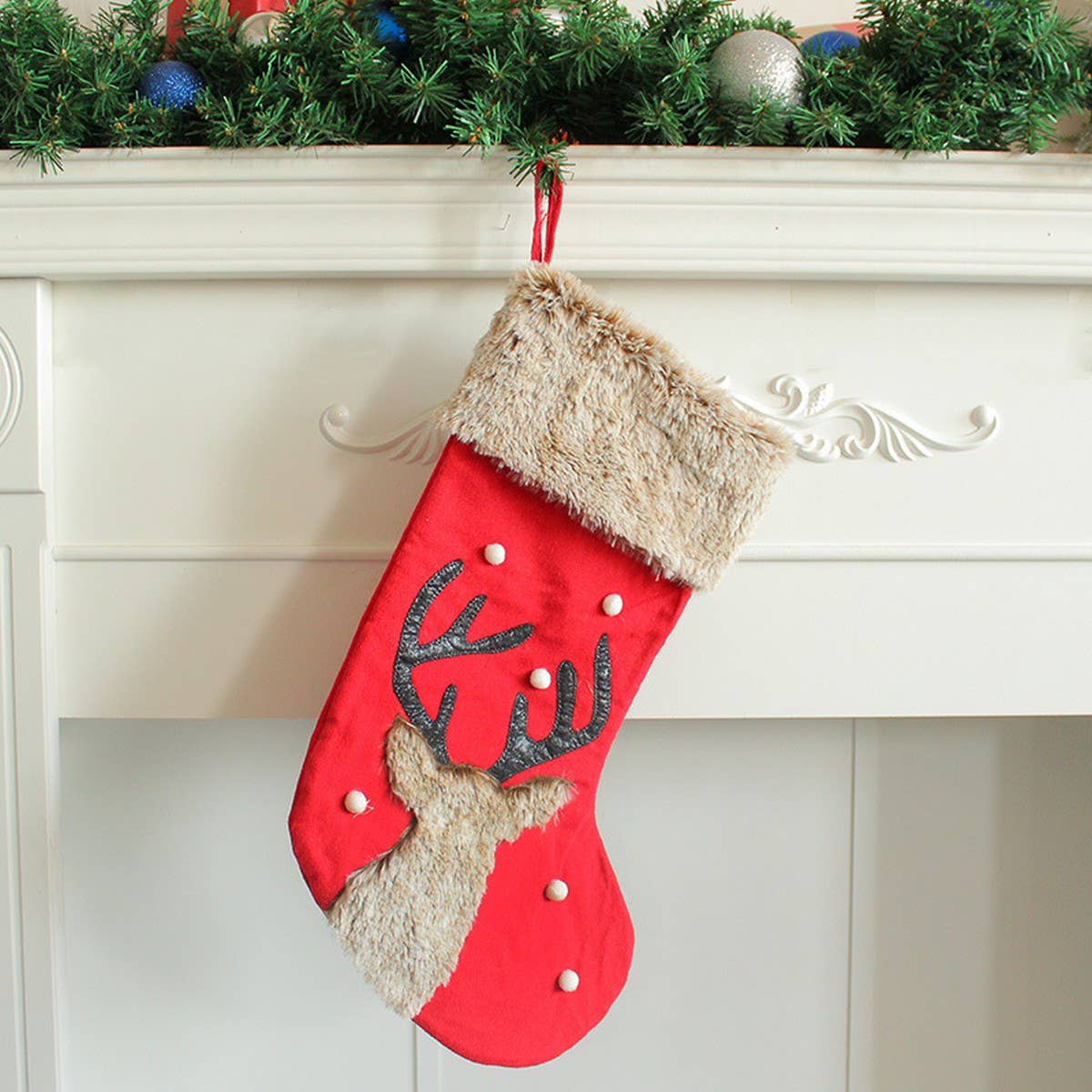 CHRISTMAS DECORATIONS CUTE DEER HEAD CANDY SOCKS_CWMS1448