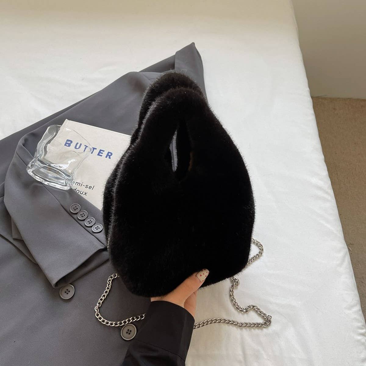 Winter Imitation Rex Rabbit Fur Handbag Plush_Cwab3958