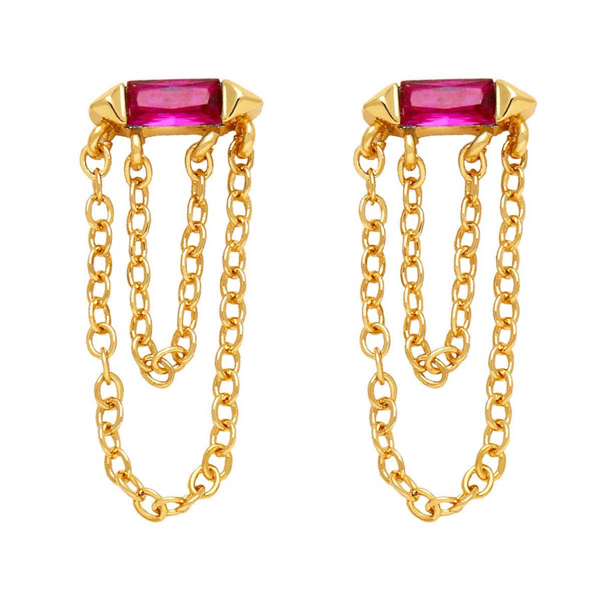 COLORED ZIRCON CHAIN TASSEL EARRINGS_CWAJE1020