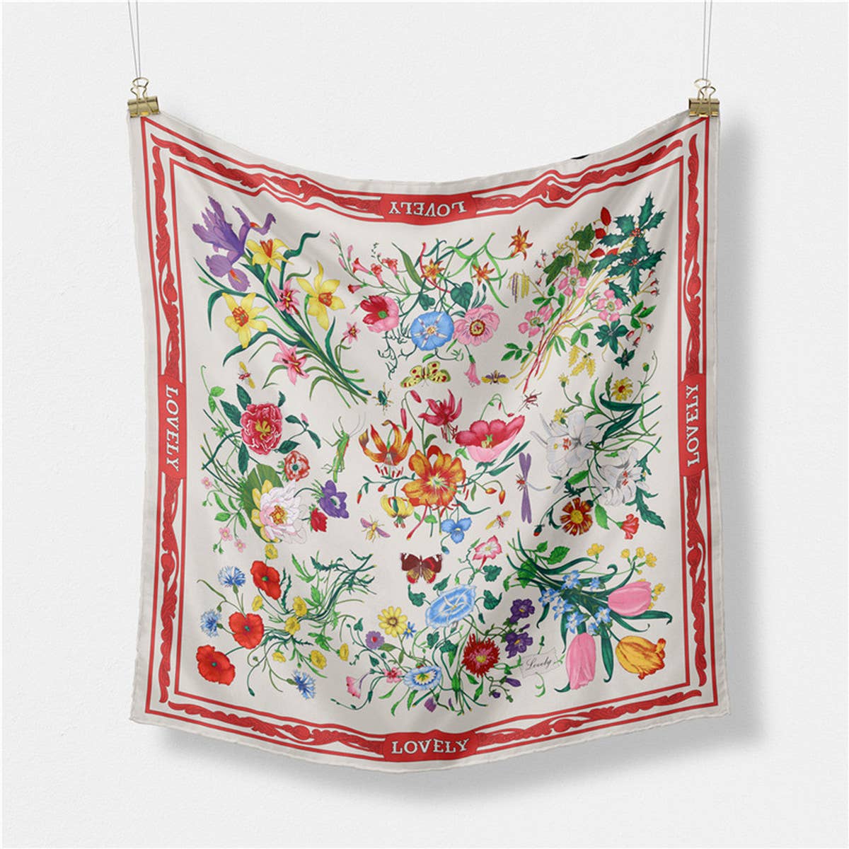 FLORAL SATIN SQUARE SCARF FOR SUMMER SUN WRAP_CWASC0645