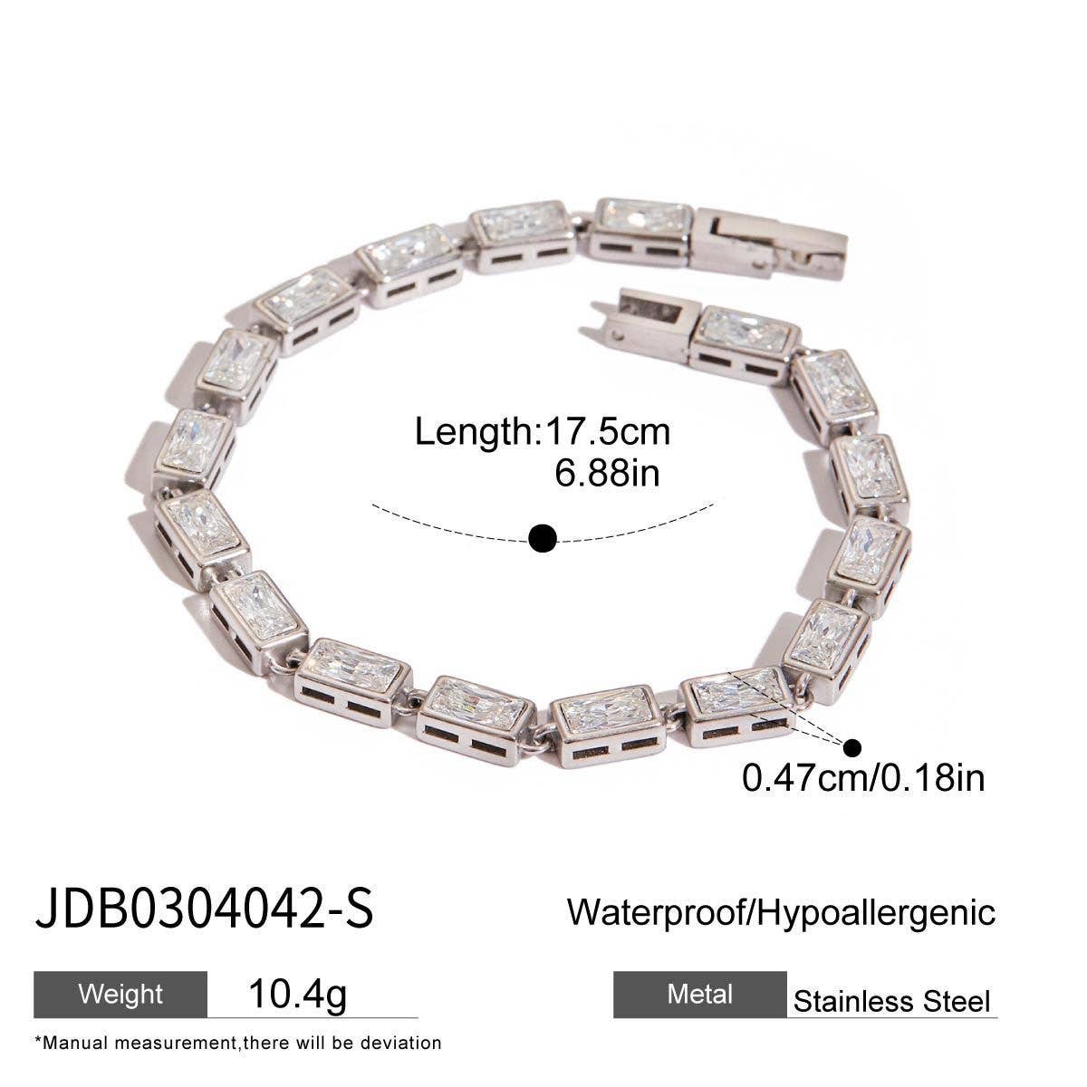 18K GOLD SQUARE ZIRCON TENNIS BRACELET MINIMALIST_CWAJE4778
