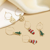 CHRISTMAS PATTERN HOOP AND DROP EARRING SET_CWMM2627