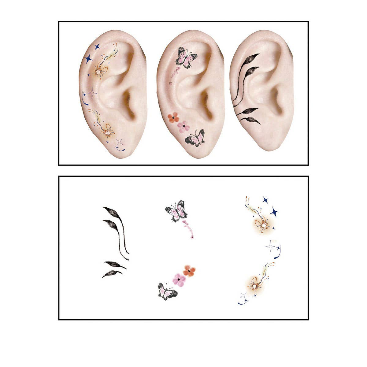 CUTE CARTOON EAR TATTOOS WATERPROOF STICKER SET_CWMM8394