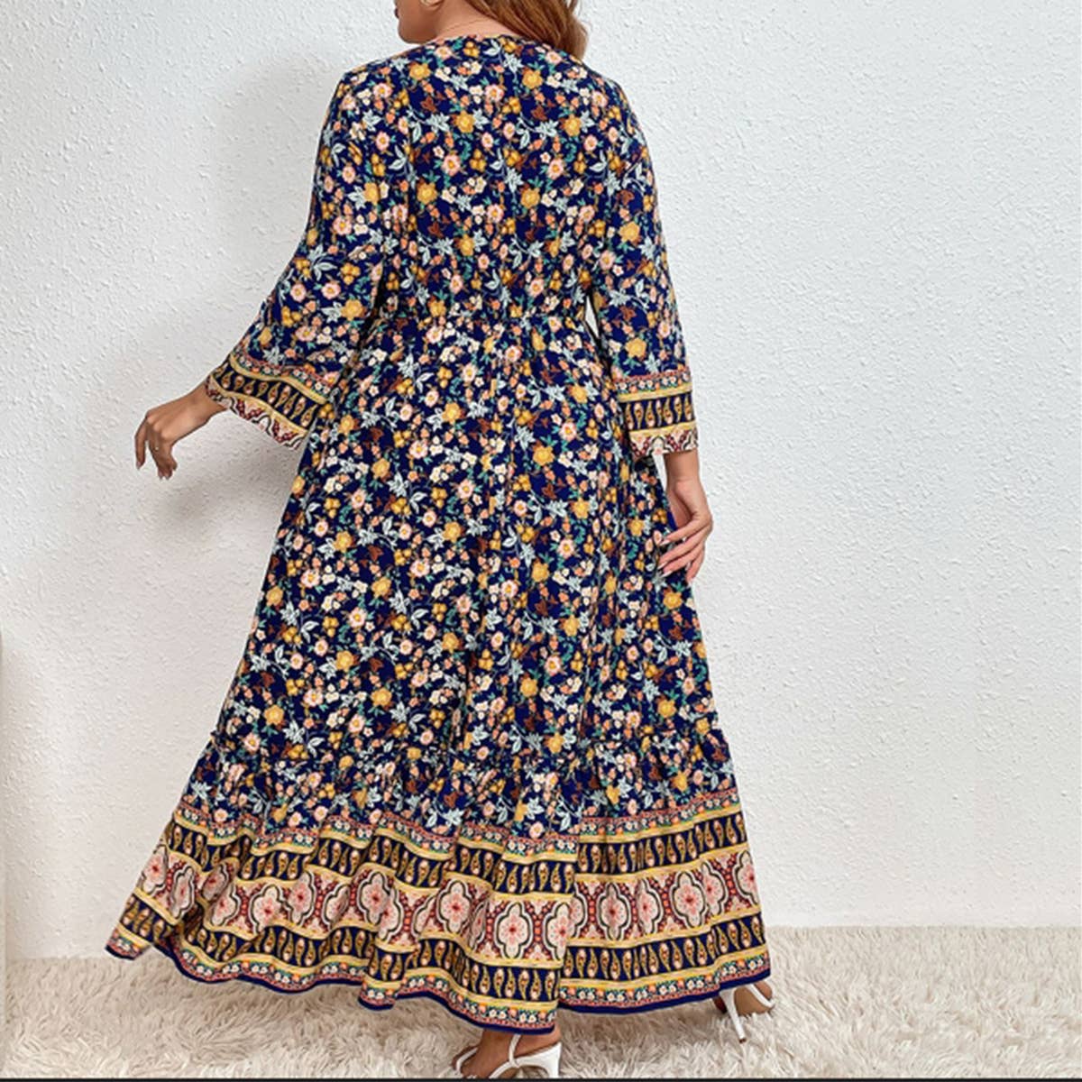 ELEGANT COTTON LINEN FLORAL DRESS FOR WOM_CWDSD8488