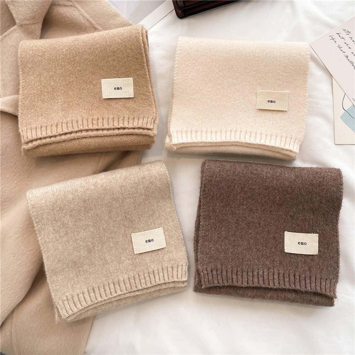 SOLID KNIT SCARF CANDY COLOR WRAP FOR STUDENTS_CWASC0975