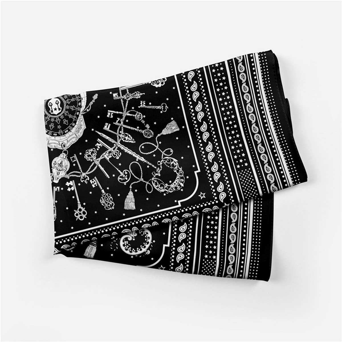 FAUX SILK PAISLEY PRINT SCARF VINTAGE NECK WRAP_CWASC0654