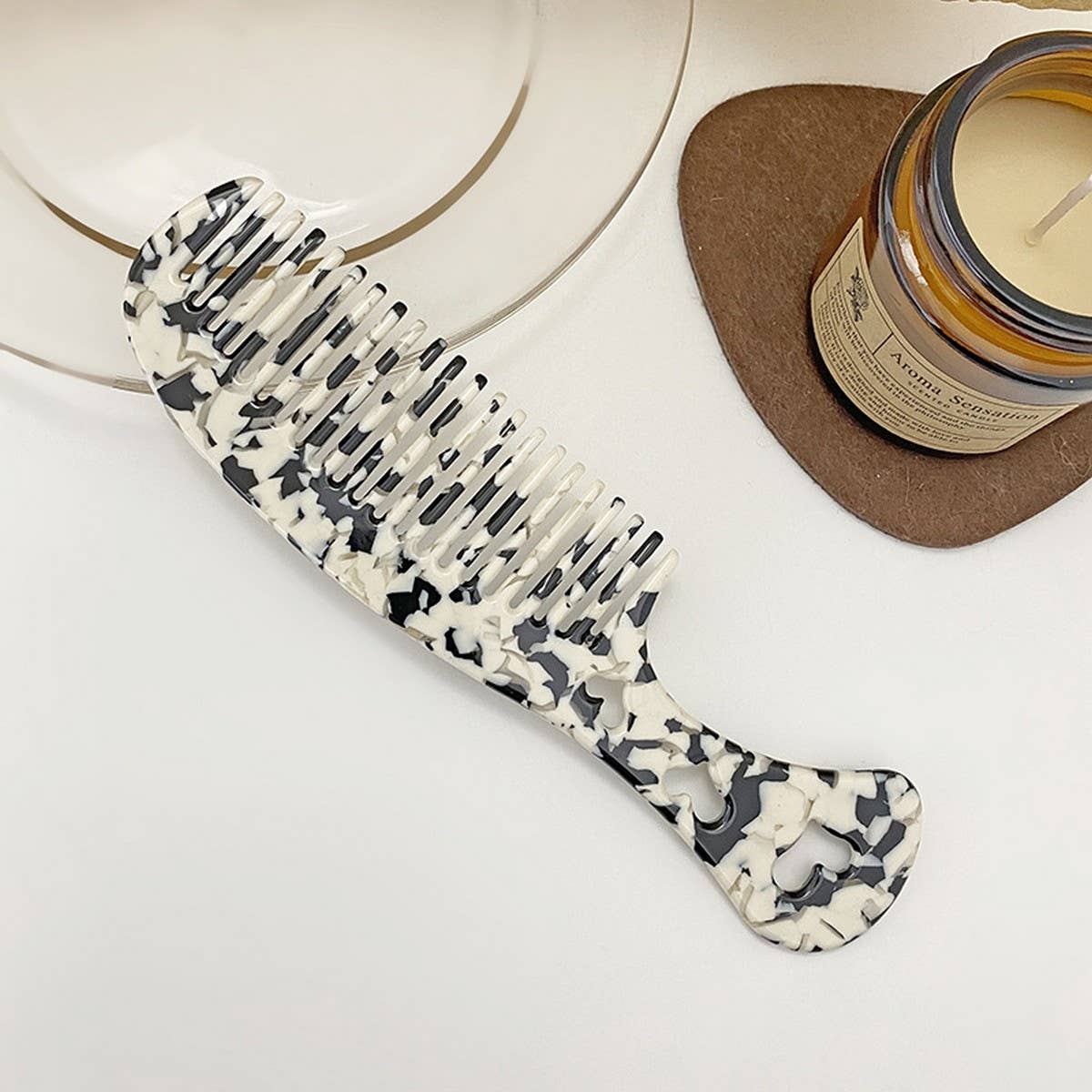 Vintage Acetate Heart Comb For Hair Makeup_Cwmm6432