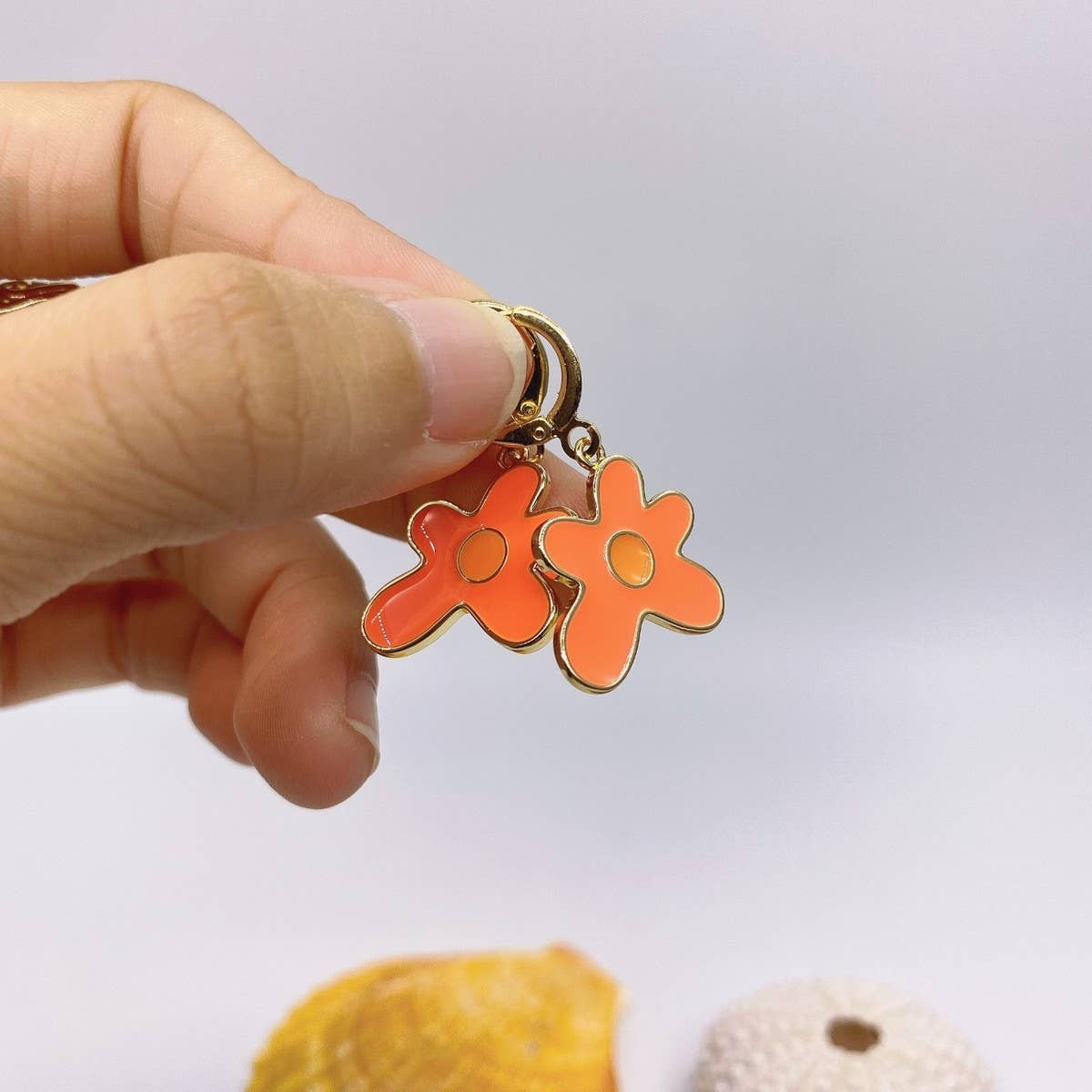 Trendy Commuter Floral Enamel Earrings Ring