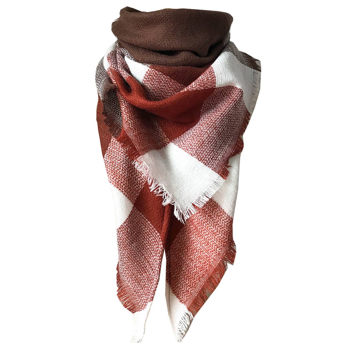 RAINBOW PLAID SCARF TRIANGLE WINTER SHAWL_CWASC0116