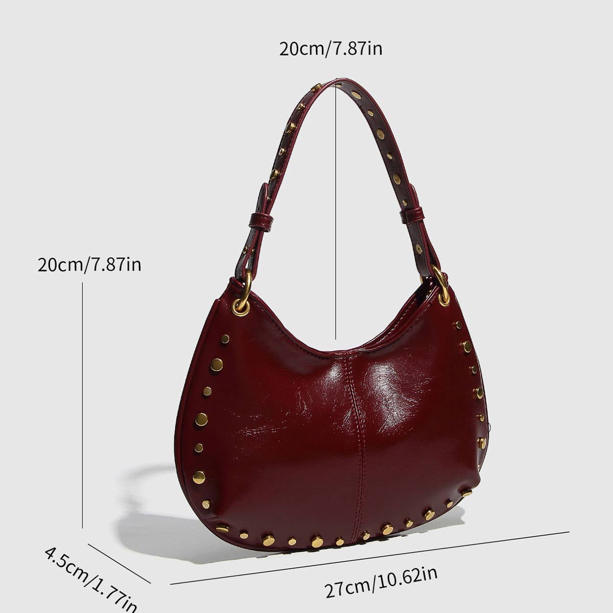 Trendy Studded Boston Shoulder Handbag_Cwab5713