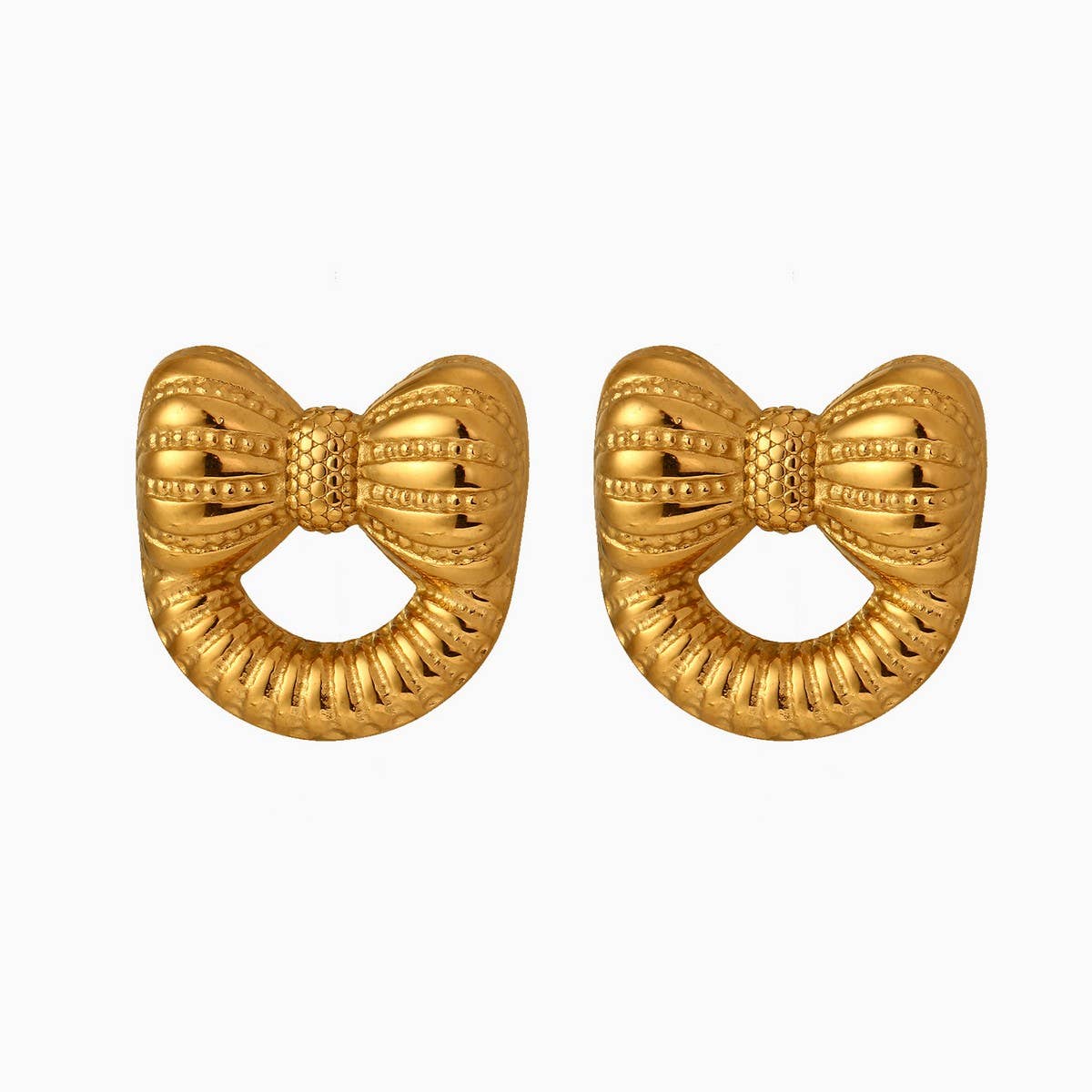 ORIGINAL DESIGN 18K STEEL BOW KNOT EARRINGS_CWMM8922