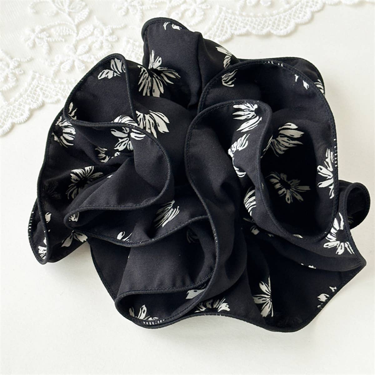 Large Floral Chiffon Scrunchie Ponytail Holder_Cwaha07523
